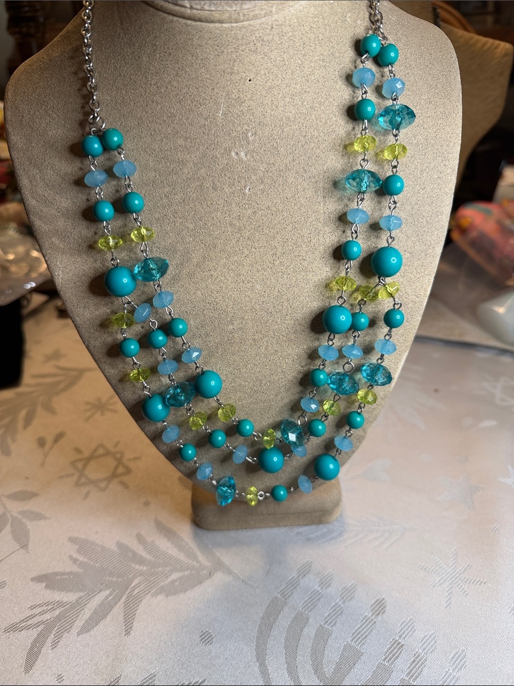 Fashion Jewelry Turquoise, Aqua & Lime Multi-Strand Necklace